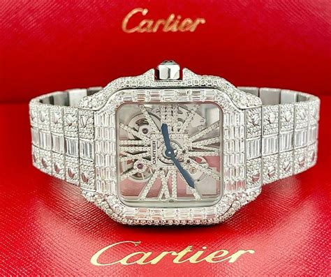 cartier santos skeleton watch|iced out cartier skeleton watch.